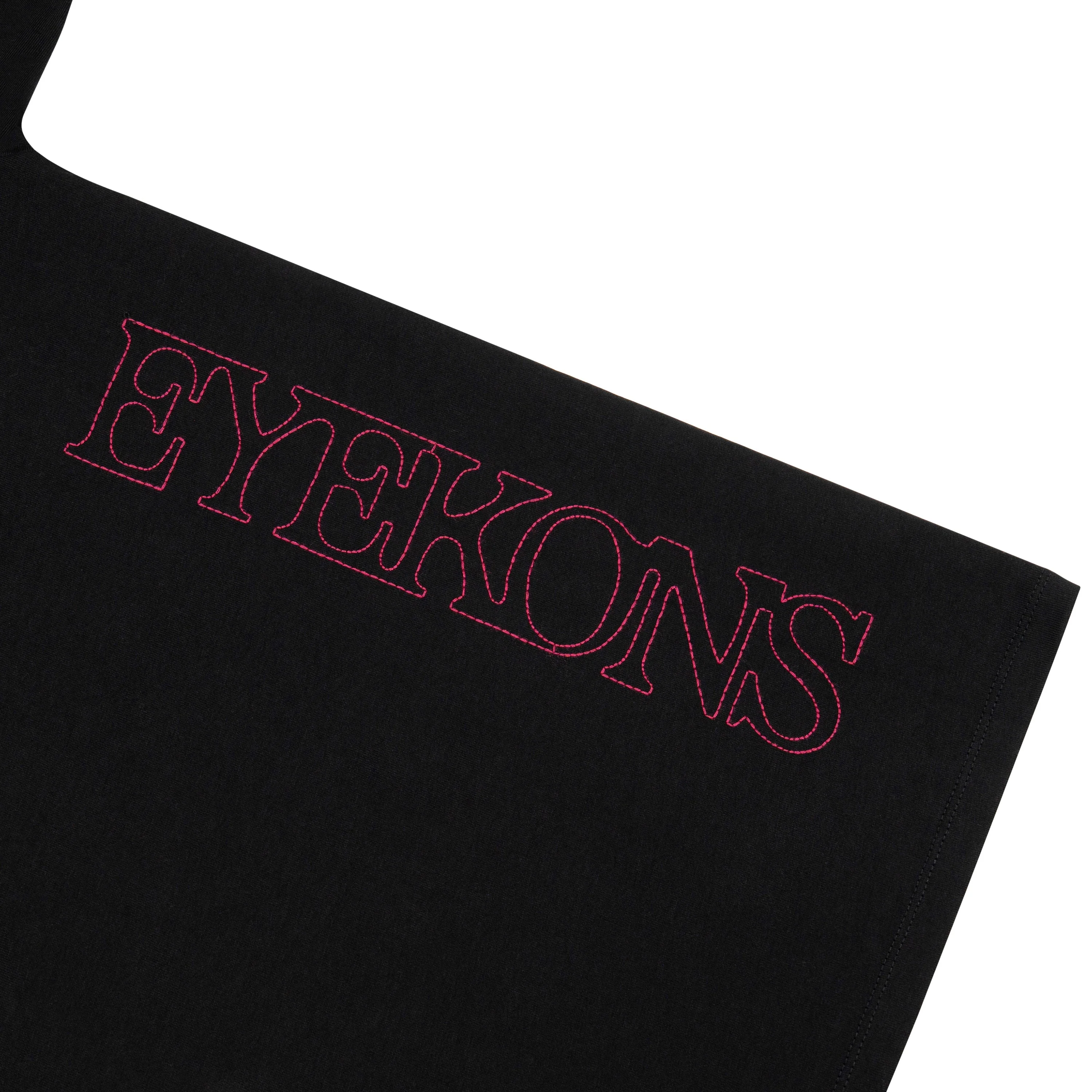 KATSEYE x EYEKONS Logo Stitch Black T-Shirt - Image 3